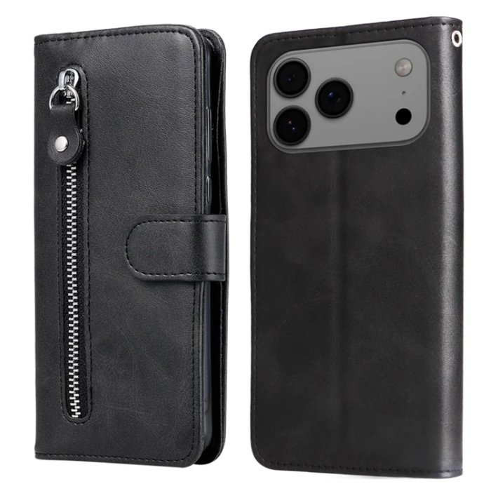 A-One Brand - iPhone 17 Pro Max Plånboksfodral Zipper - Svart