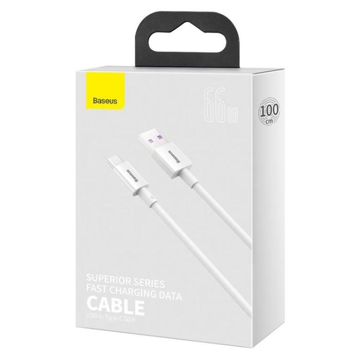 BASEUS - Baseus Superior USB-C till USB-A kabel 66 W 1m - Vit