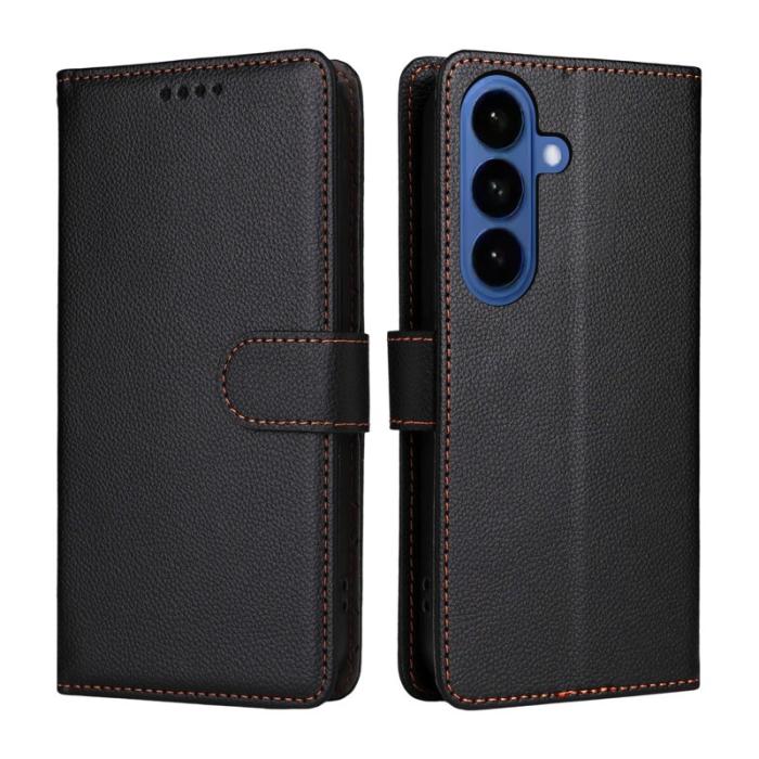 OEM - Mobilskal till Samsung Galaxy S26 Plus RFID-Skydd 3 Kortfack KonstLäder - Svart