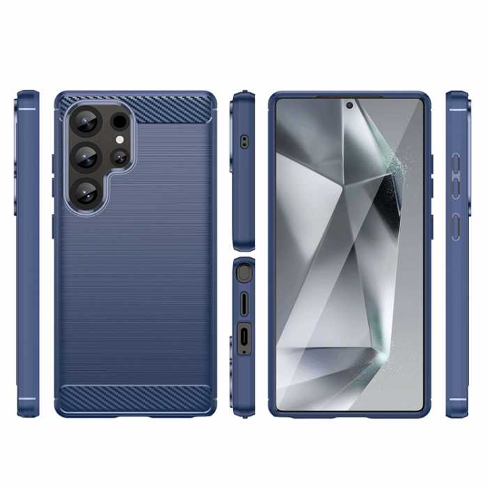 OEM - Galaxy S25 Ultra Mobilskal Carbon Flexible - Blå