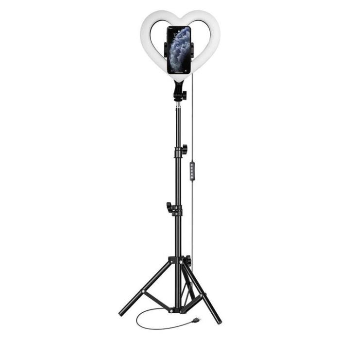 OEM - LED Ring lamp Heart 12 tum med hållare till mobil