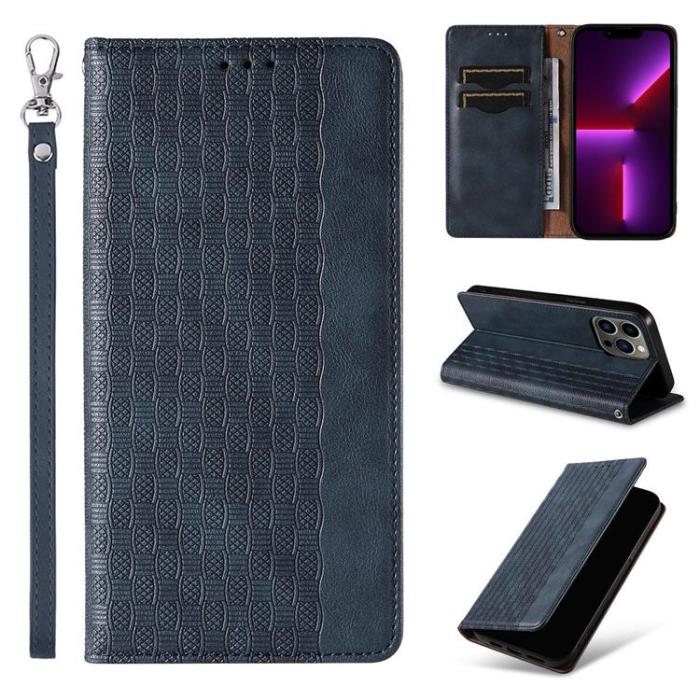 OEM - iPhone 13 Pro Plånboksfodral Magnet Strap - Blå
