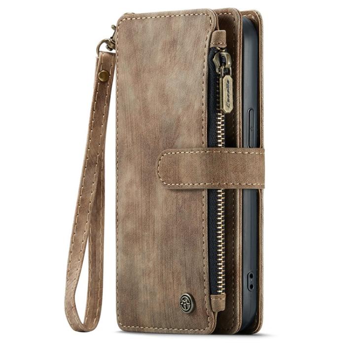 Caseme - CASEME iPhone 15 Pro Plånboksfodral C30 Zipper - Brun