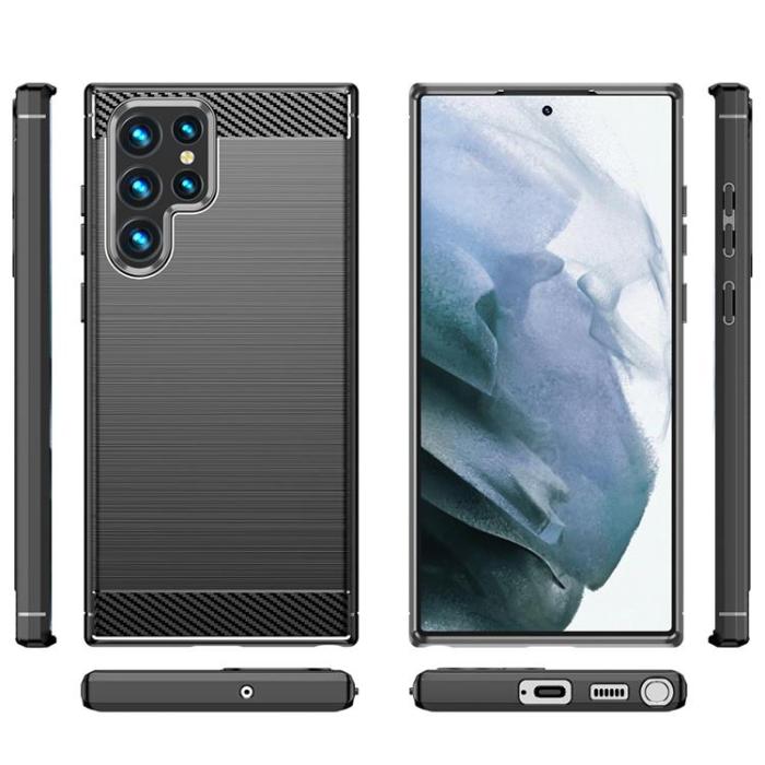 OEM - Galaxy S23 Ultra Skal Carbon Silicone Flexible - Svart
