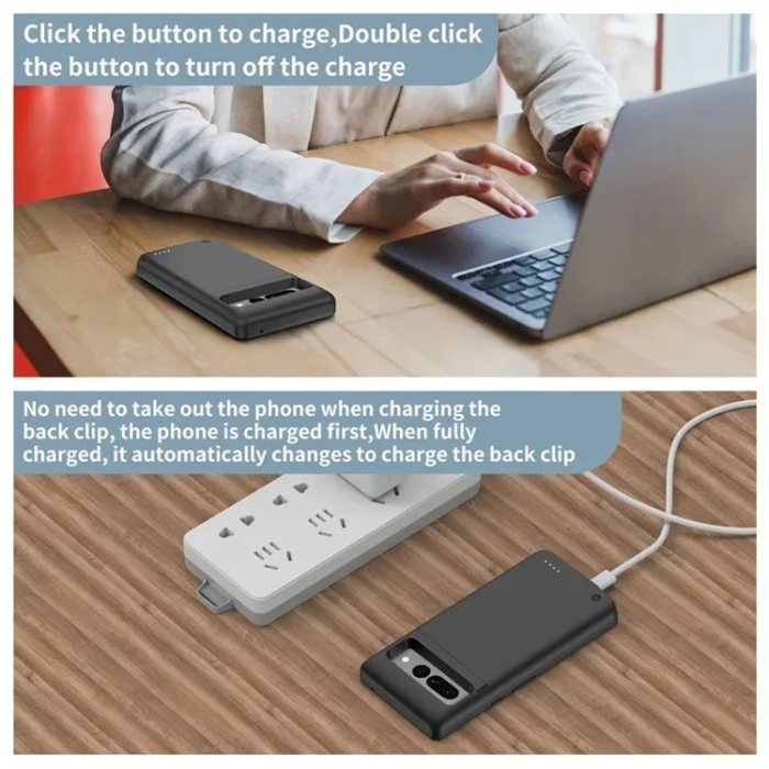 A-One Brand - Google Pixel 7 Pro Batteriskal 10000mAh Med Kickstand - Svart