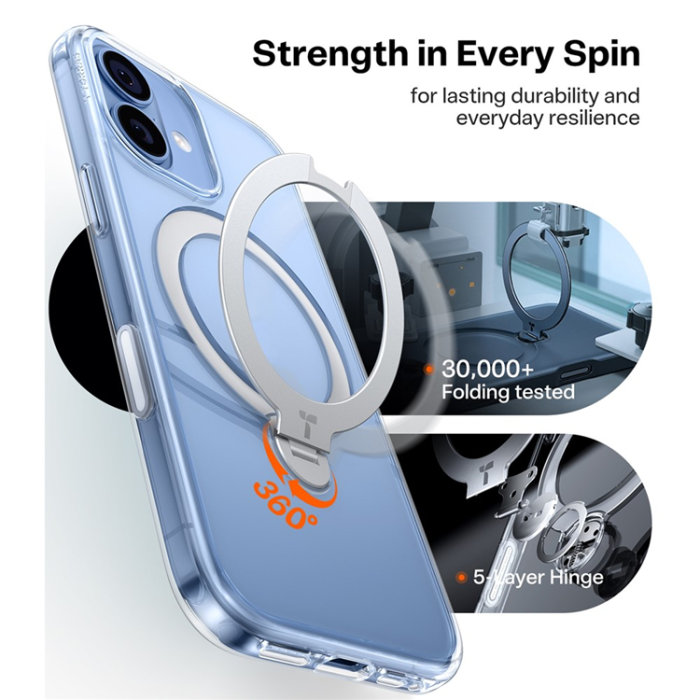 Torras - TORRAS iPhone 17 Mobilskal MagSafe Rotating Kickstand - Clear