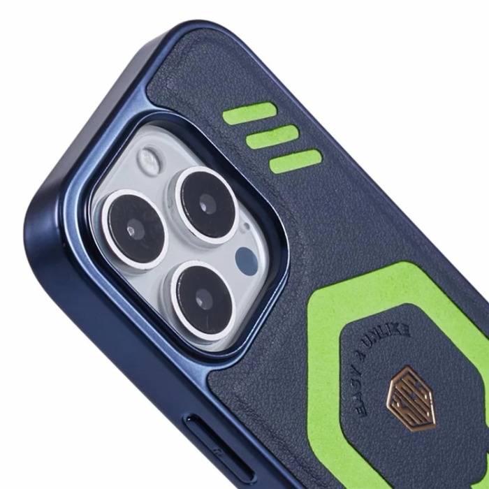 KIGC - KIGC iPhone 16 Pro Mobilskal Magsafe Läder - Blå