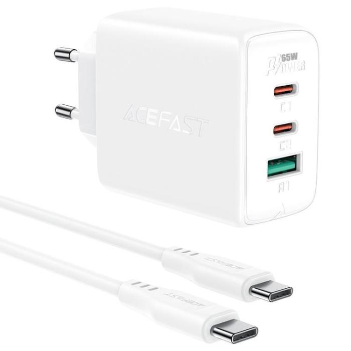 UTGATT1 - Acefast Väggladdare 65W USB Till 2 x Typ-C - Vit