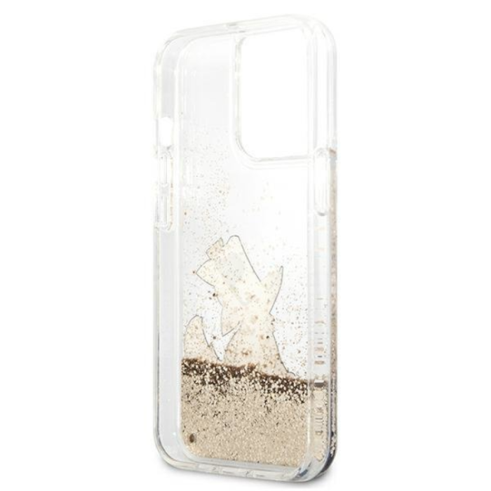 UTGATT1 - Karl Lagerfeld iPhone 13 Pro Skal Liquid Glitter - Guld