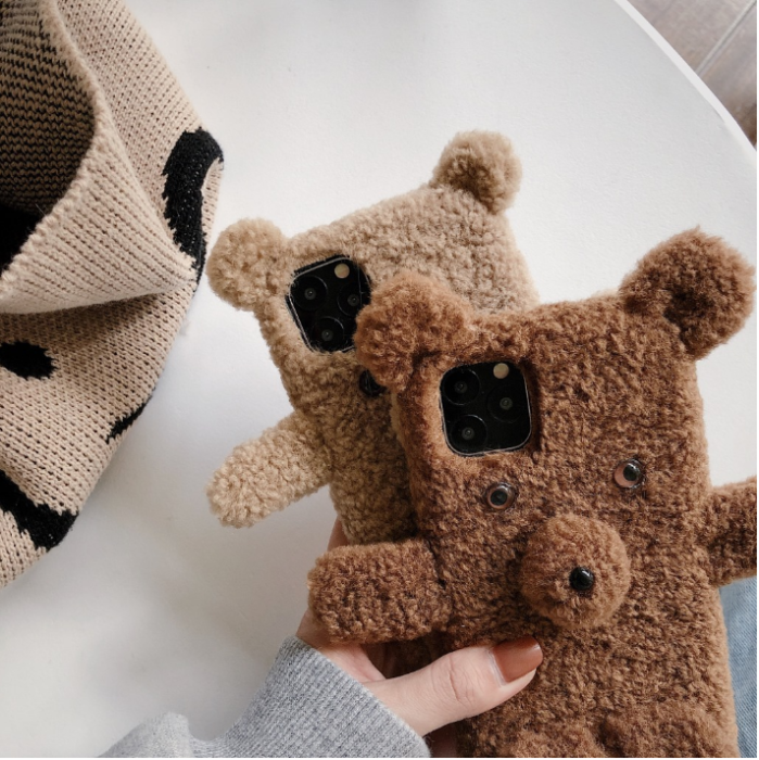 OEM - Fluffy Furry Teddy Bear iPhone 12 Pro Max Skal - MörkBrun