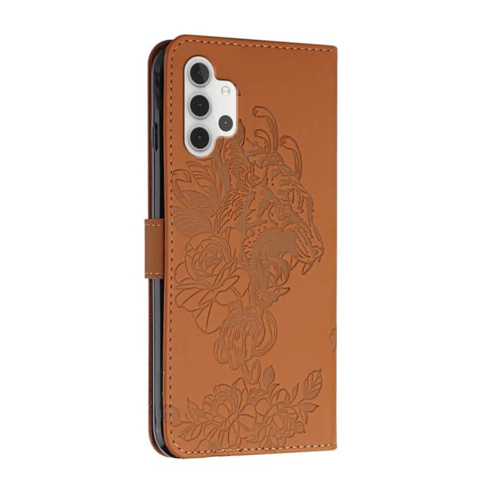 A-One Brand - Tiger Flower Plånboksfodral till Galaxy A32 5G - Brun