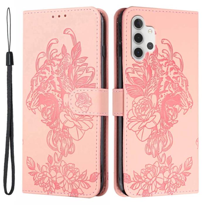 A-One Brand - Tiger Flower Plånboksfodral till Galaxy A32 5G - Rosa