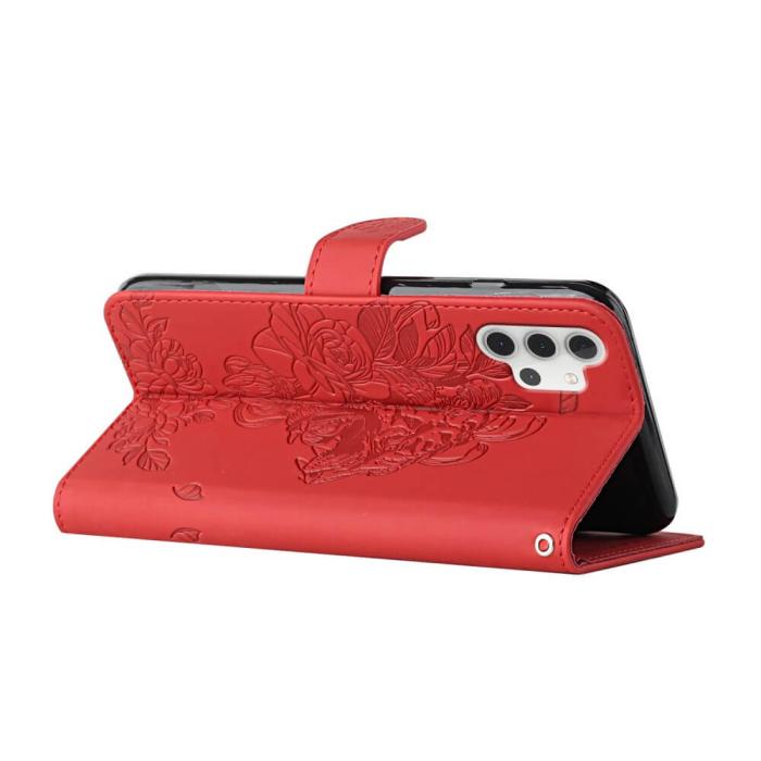 A-One Brand - Tiger Flower Plånboksfodral till Galaxy A32 5G - Röd