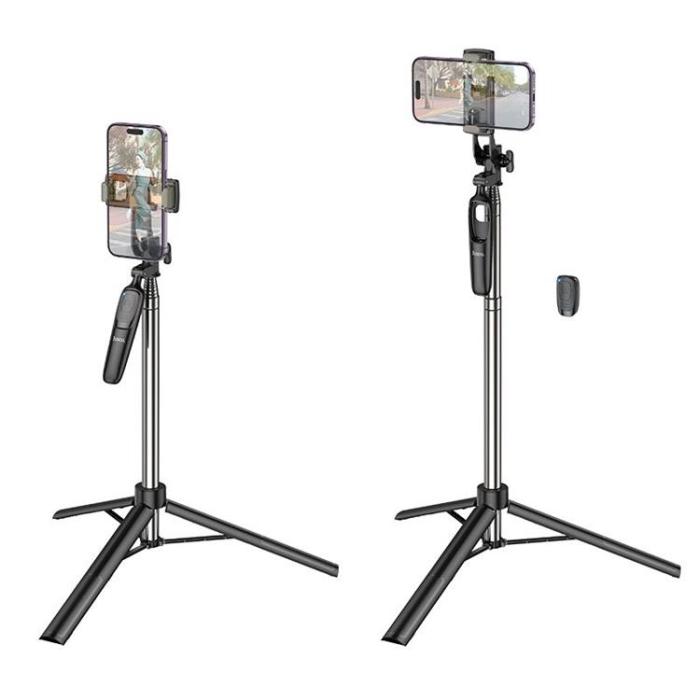 Hoco - Hoco Tripod Selfie Stick Bluetooth med Fjärrkontroll K19 - Svart