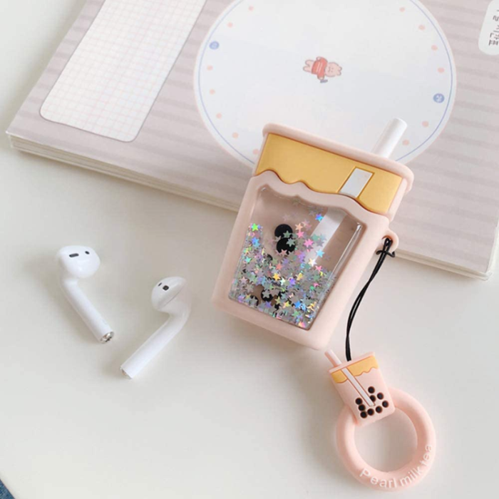 OEM - Airpods Pro Skal Boba Milk Tea Glitter - Rosa