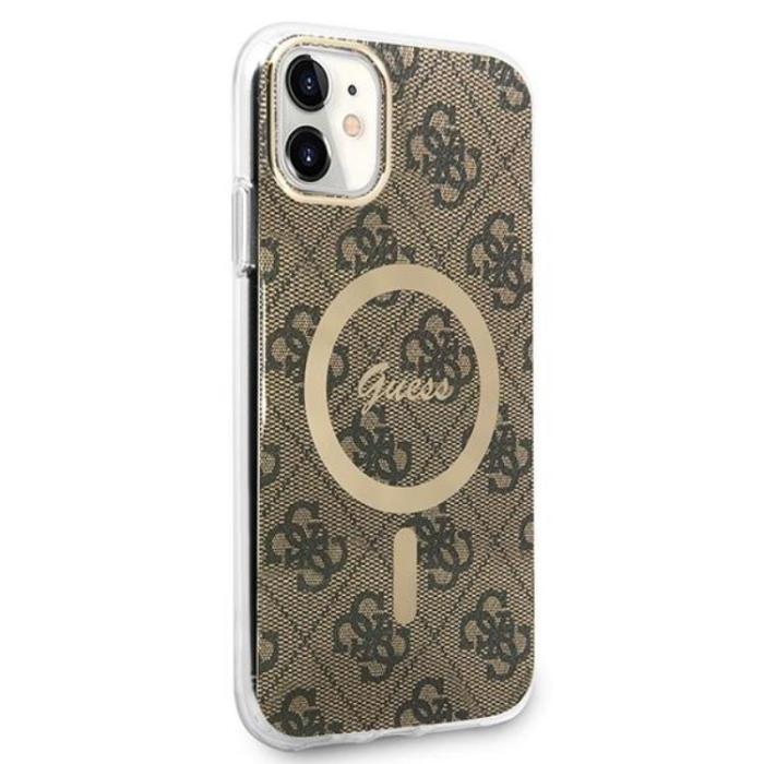 Guess - Guess iPhone 11 Magsafe Skal Print + Trådlös Laddare - Brun