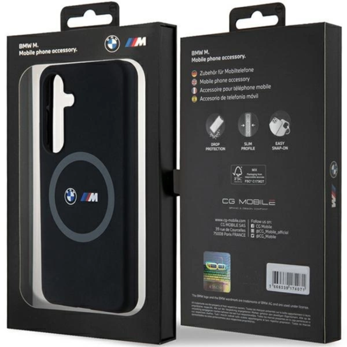 BMW - BMW Galaxy S24 Mobilskal Magsafe M Silikon Printed Ring - Svart