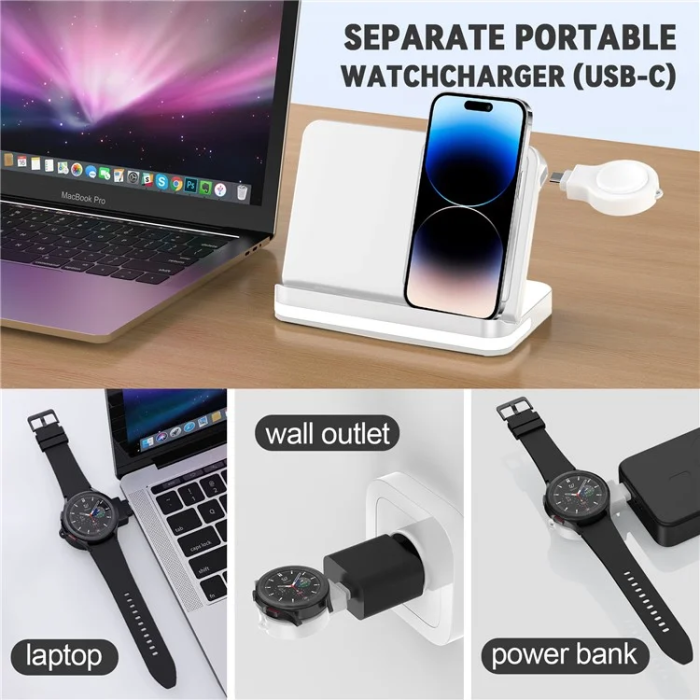 OEM - 3in1 Trådlös Laddare Samsung Galaxy, Buds, Watch B26 - Svart