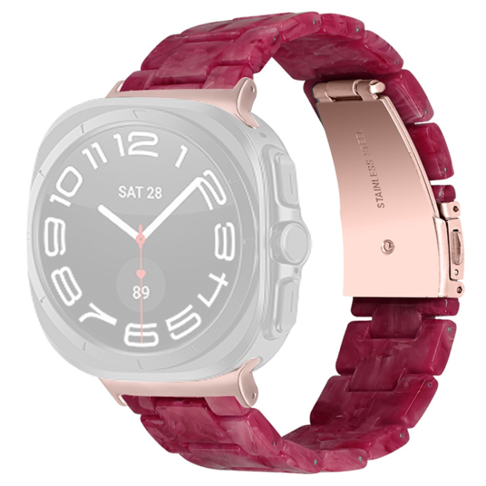 A-One Brand - Galaxy Watch 8/8 Classic (40/44/46mm) Armband Vattentät Acrylic - Marble Röd