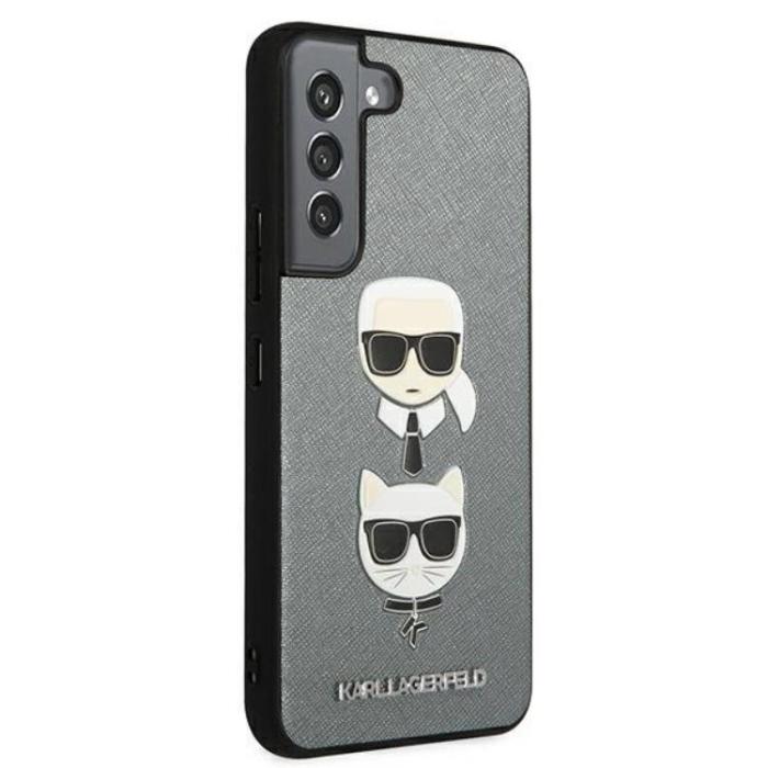 KARL LAGERFELD - Karl Lagerfeld Saffiano Karl & Choupette Head Galaxy S22 Plus - Silver