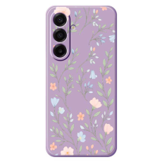A-One Brand - Galaxy A17 Mobilskal Pink Blue Flowers Straight Edge - Lila