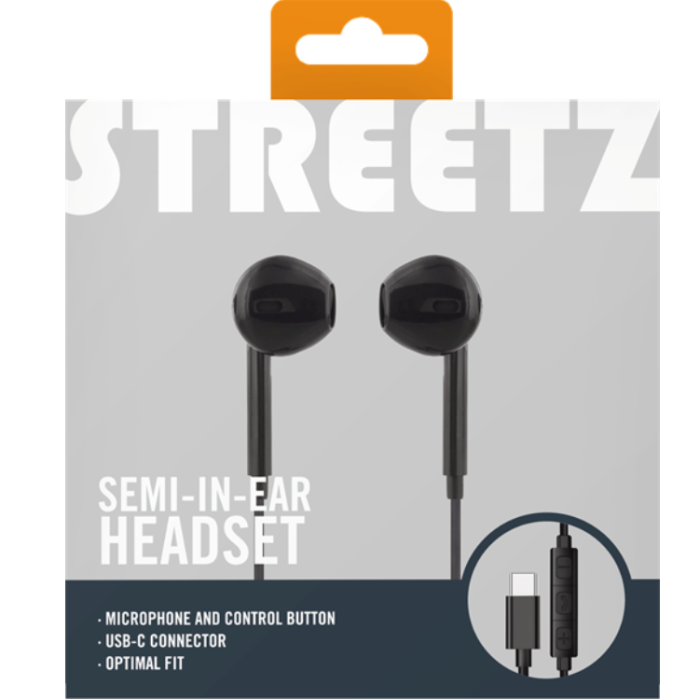 UTGATT1 - Streetz Semi In-ear Mörlurar USB-C - Svart