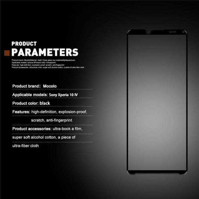 Mocolo - Mocolo Sony Xperia 10 III Härdat Glas Skärmskydd - Svart