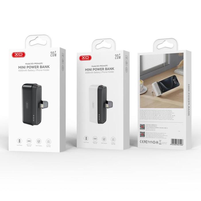 XO - XO Mini Powerbank 5000 mAh 20W med Lightning kontakt - Svart