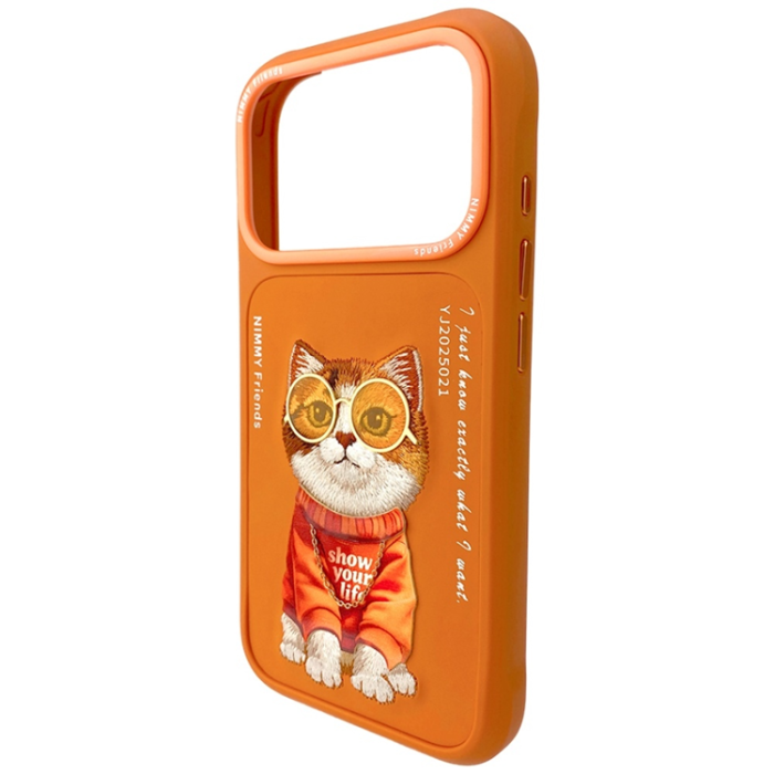 NIMMY - Nimmy iPhone 17 Pro Max Mobilskal Glasses Cool Cat - Orange
