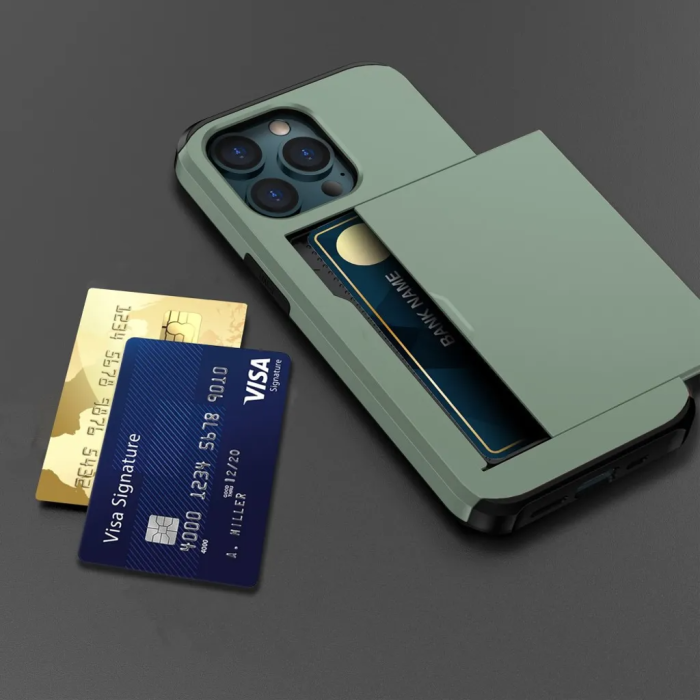 Taltech - iPhone 15 Pro Max Mobilskal Korthållare - Grön