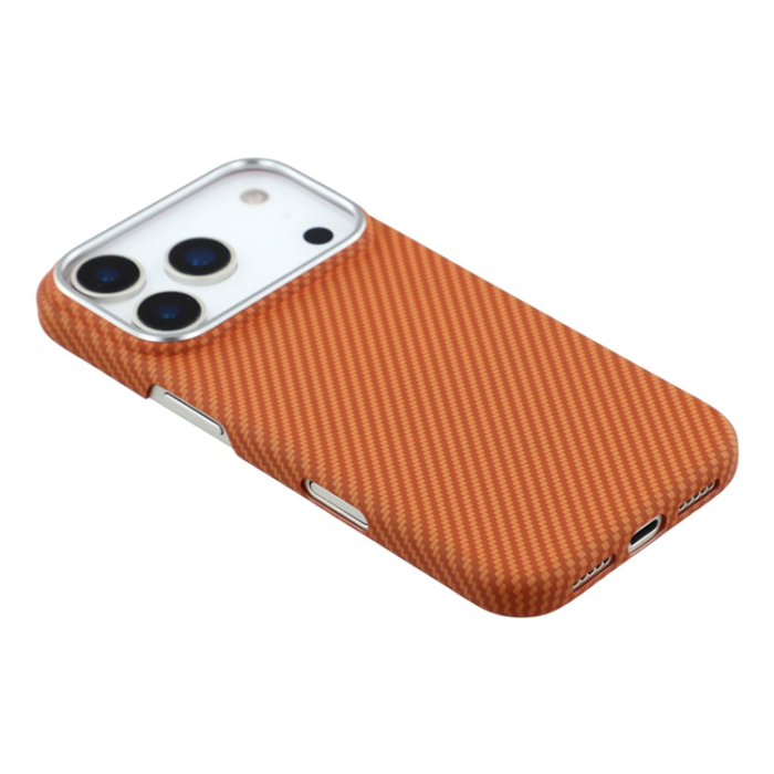 A-One Brand - iPhone 17 Pro Mobilskal MagSafe Carbon Fiber - Fin Linje Orange