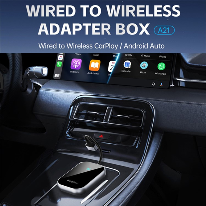 A-One Brand - CarPlay Trådbunden Bluetooth Trådlös Adapter A21 Dual Svart