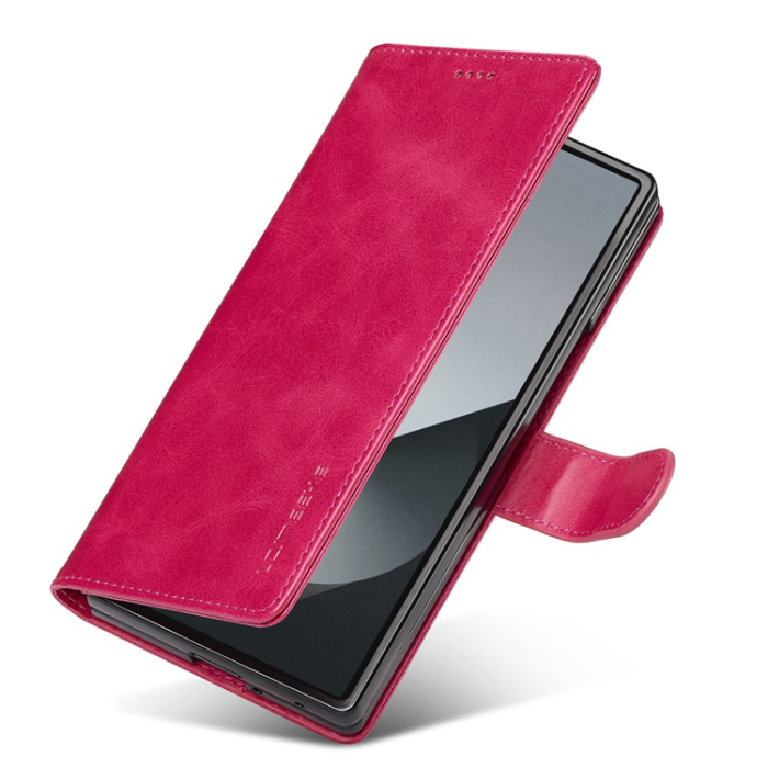 LC.imeeke - Lc.Imeeke Galaxy Z Fold 7 Plånboksfodral Calf Läder - Rosa