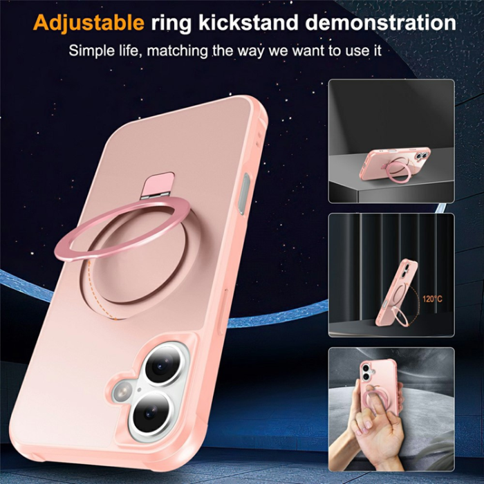 A-One Brand - iPhone 17 Mobilskal MagSafe TPU+PC Kickstand - Rosa