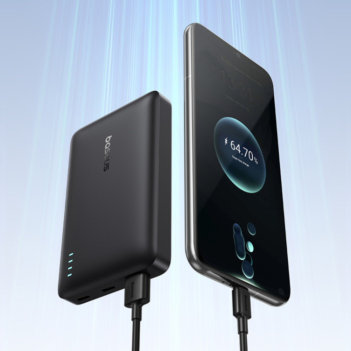 BASEUS - Baseus Powerbank 10000 mAh 22.5W USB-C USB-A - Svart