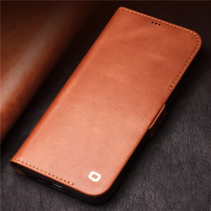 QIALINO - QIALINO iPhone 12 mini Plånboksfodral Äkta Läder Magnetisk