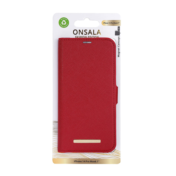 Onsala - ONSALA iPhone 14 Pro Max Plånboksfodral - Röd