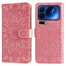 A-One Brand - Xiaomi 17 Pro Konstl&auml;der Pl&aring;nboksfodral Sunflower Imprint - Rosa