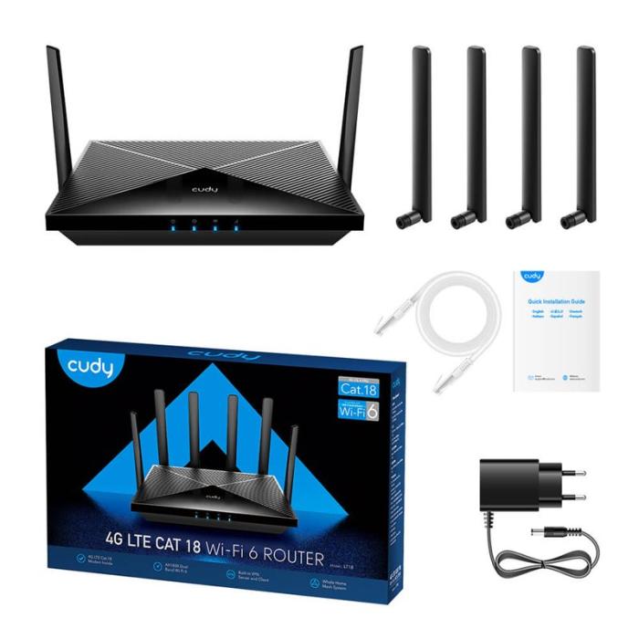 CUDY - CUDY 4G Router LT18 Cat 18 AX1800 Gigabit Dual-SIM