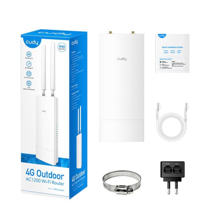 CUDY - CUDY 4G Router LT500 Outdoor Cat 4 AC1200 IP65