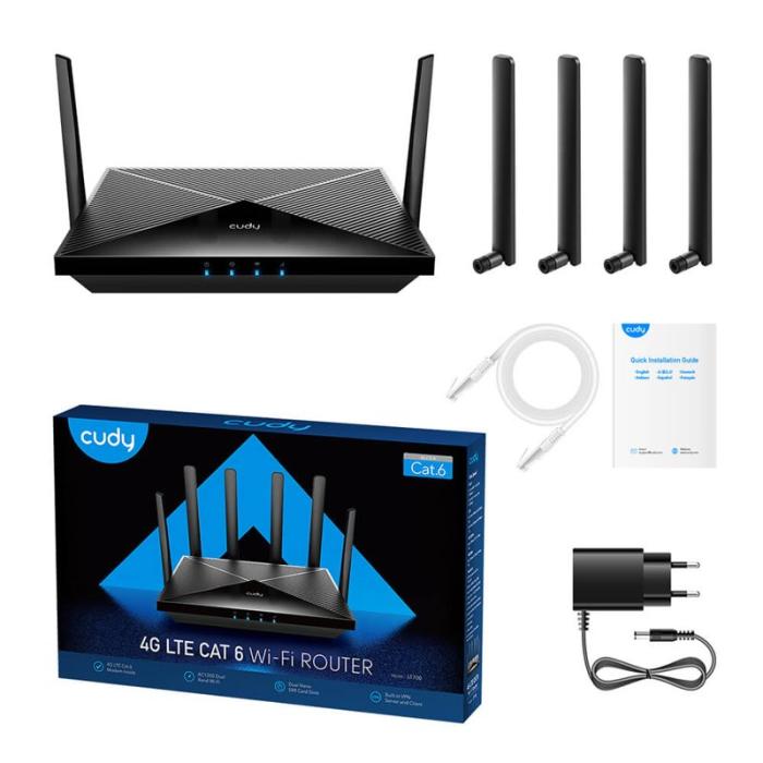 CUDY - CUDY 4G Router LT700 Cat6 AC1200 Gigabit Dual-SIM