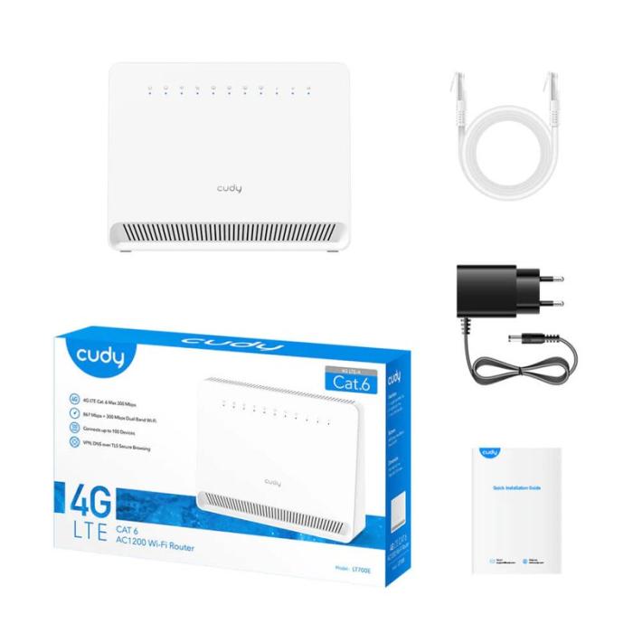 CUDY - CUDY 4G Router LT700E Cat 6 AC1200 Gigabit