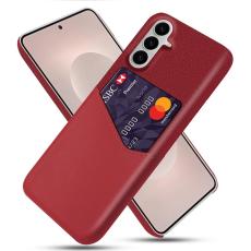 OEM - Mobilfodral f&ouml;r Samsung Galaxy S26 Plus Konstl&auml;der med kortfack - R&ouml;d