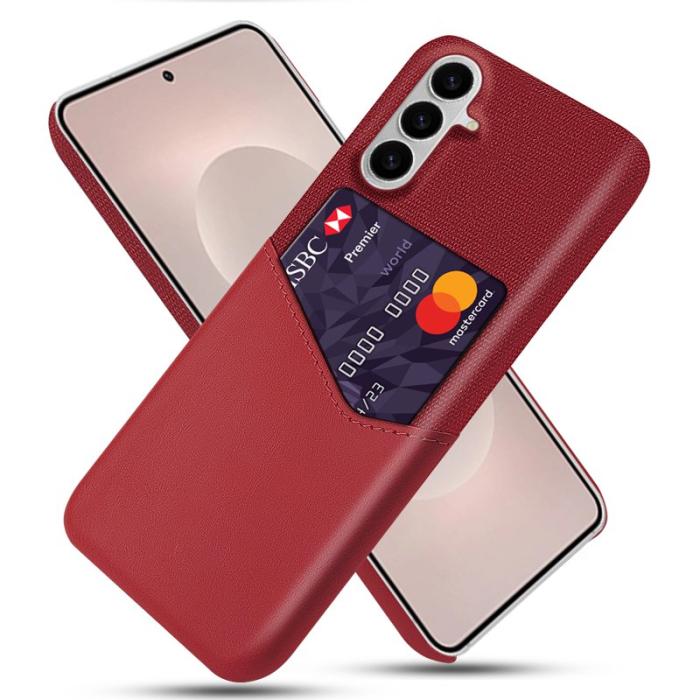 OEM - Mobilfodral för Samsung Galaxy S26 Plus Konstläder med kortfack - Röd