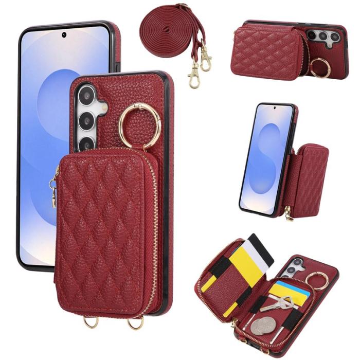 OEM - Mobilfodral för Samsung Galaxy S26 Plus Konstläder med kortfack - Röd