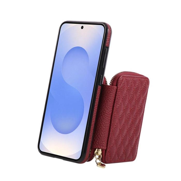 OEM - Mobilfodral för Samsung Galaxy S26 Plus Konstläder med kortfack - Röd