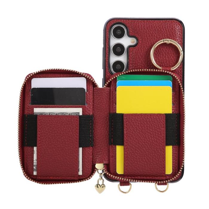 OEM - Mobilfodral för Samsung Galaxy S26 Plus Konstläder med kortfack - Röd