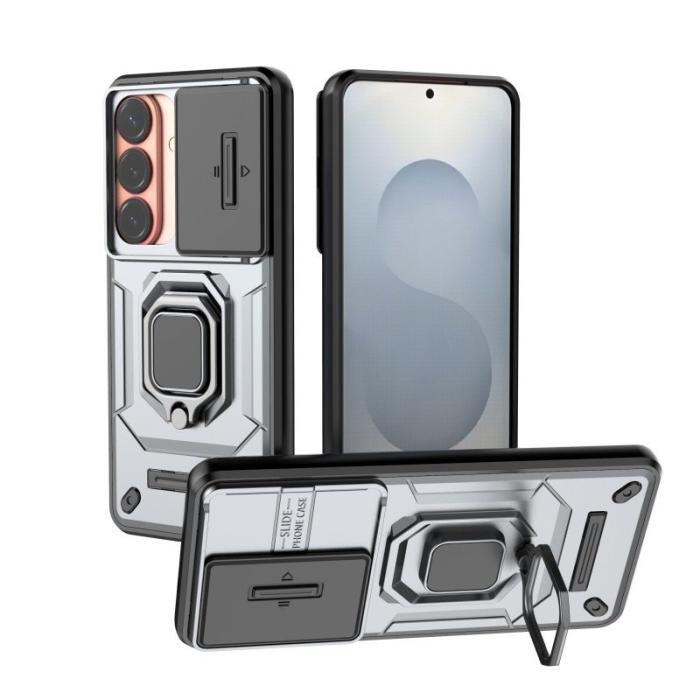 WANLONFENG - WANLONFENG Mobilskal för Samsung Galaxy S26 PC + TPU Kickstand - Grå