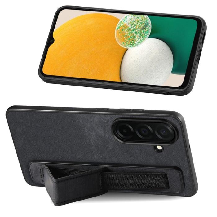 OEM - Mobilfodral för Samsung Galaxy S26 Plus Kickstand Konstläder + TPU - Svart
