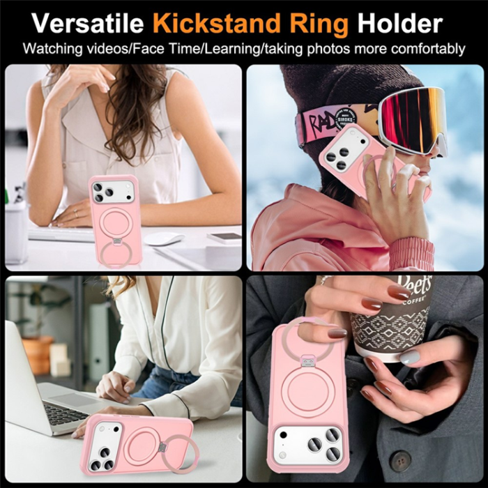 A-One Brand - iPhone 17 Pro Mobilskal MagSafe TPU+PC Kickstand - Rosa